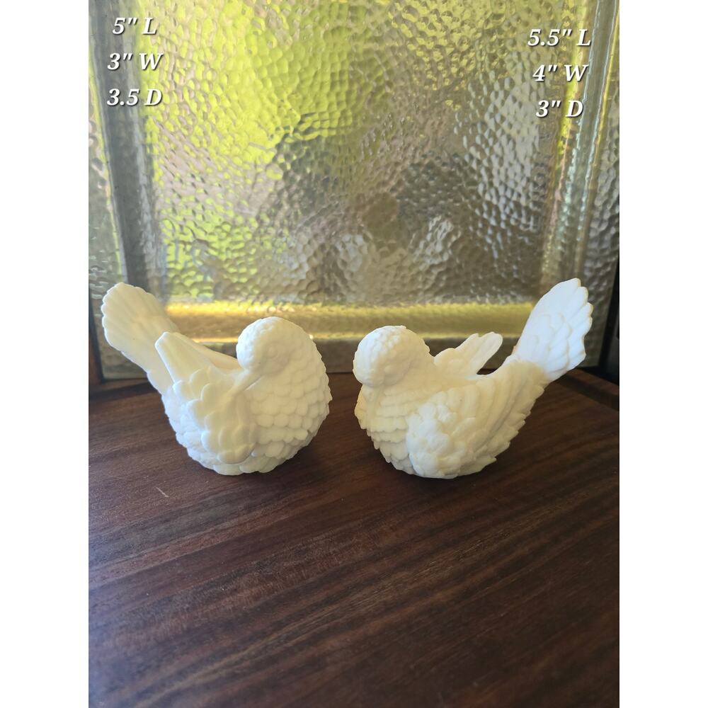Vintage 1950's Santini White Alabaster Dove Sculptures